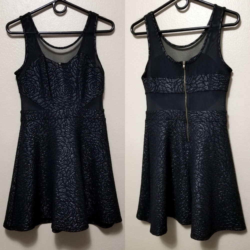 NWOT Black Embossed Rose Texture Dress